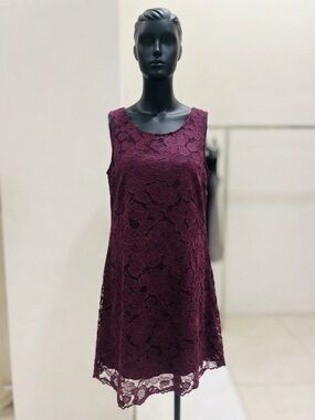 Liz Claiborne Plum Lace Sleeveless Mini Dress